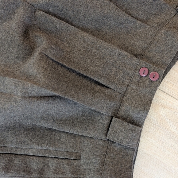 Herman Geist Wool High Pants Pleated Trouser Lined Heather Olive Vintage 12 2439 - Picture 4 of 7